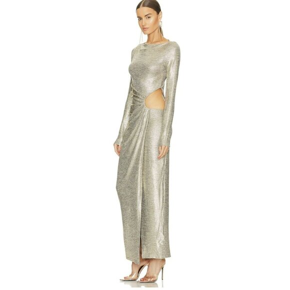 Revolve $280 Significant Other Chloe Gold Maxi Dress Formal Cut out Sz 10 NWT - Picture 4 of 12